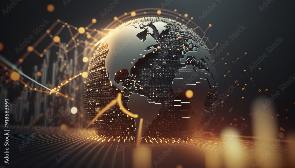 Business and economic growth on global business network. Surreal mystical fantasy artwork. impossible art Business and economic growth on global business network. Surreal mystical fantasy artwork. impossible art