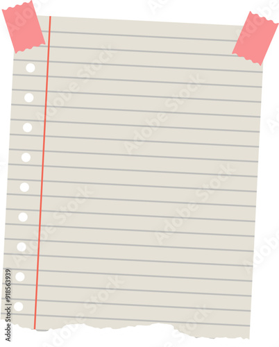 Torn note paper cut out