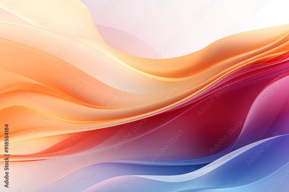 Abstract background with flowing pastel waves in yellow, orange, red and blue hues. Abstract background with flowing pastel waves in yellow, orange, red and blue hues.