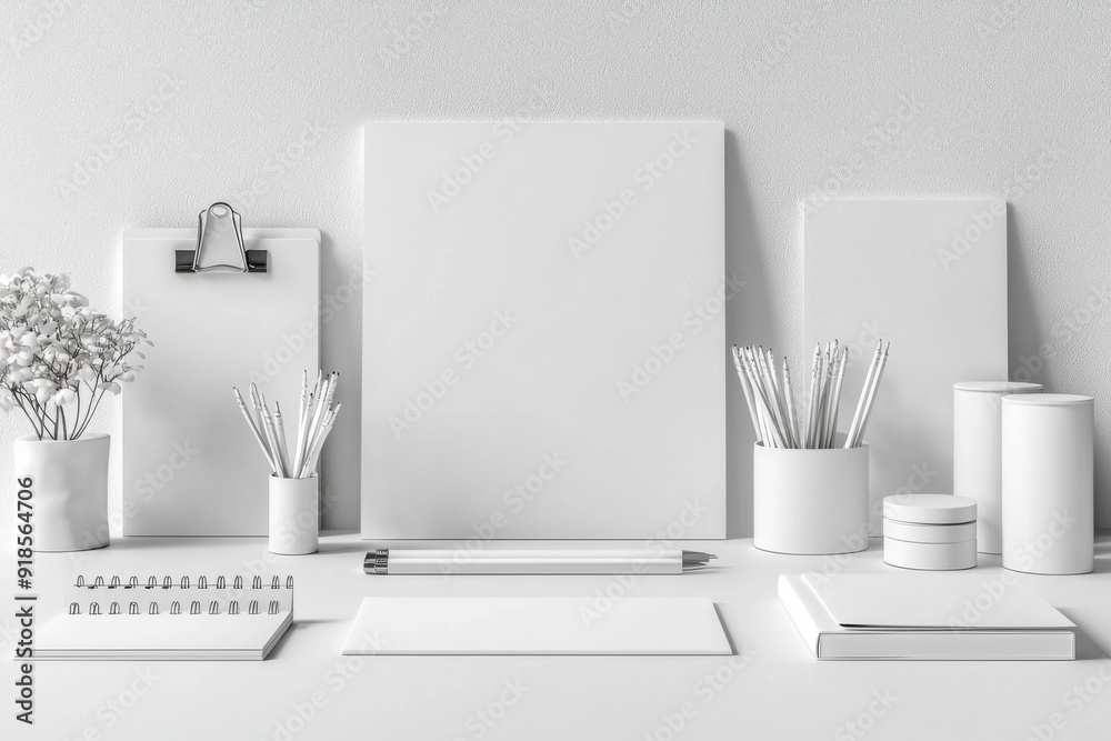 Realistic blank stationery set mockup isolated created with generative ai Realistic blank stationery set mockup isolated created with generative ai