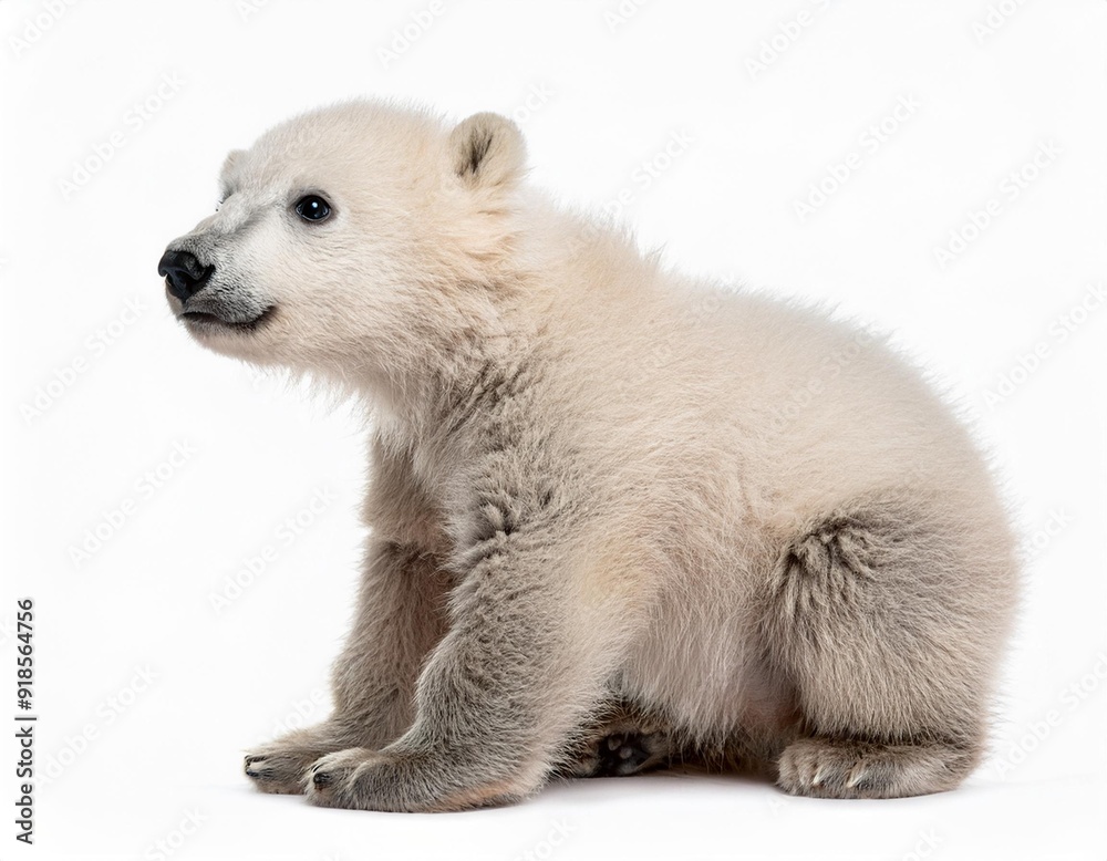 Polar bear cub, Ursus maritimus, 3 months old isolated on white background Polar bear cub, Ursus maritimus, 3 months old isolated on white background