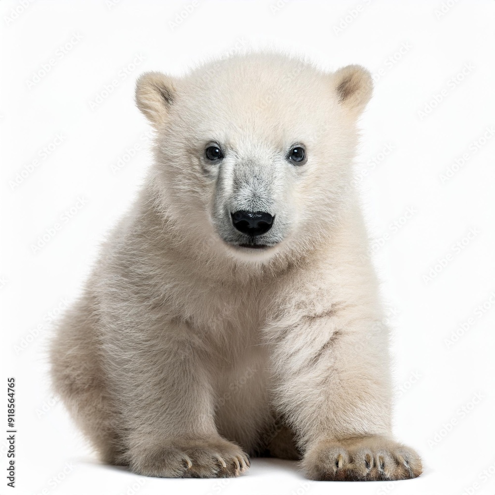 Polar bear cub, Ursus maritimus, 3 months old isolated on white background Polar bear cub, Ursus maritimus, 3 months old isolated on white background