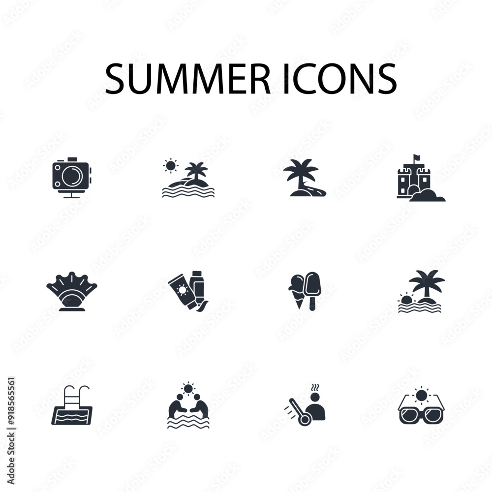 Summer icon set.vector.Editable stroke.linear style sign for use web design,logo.Symbol illustration. Summer icon set.vector.Editable stroke.linear style sign for use web design,logo.Symbol illustration.
