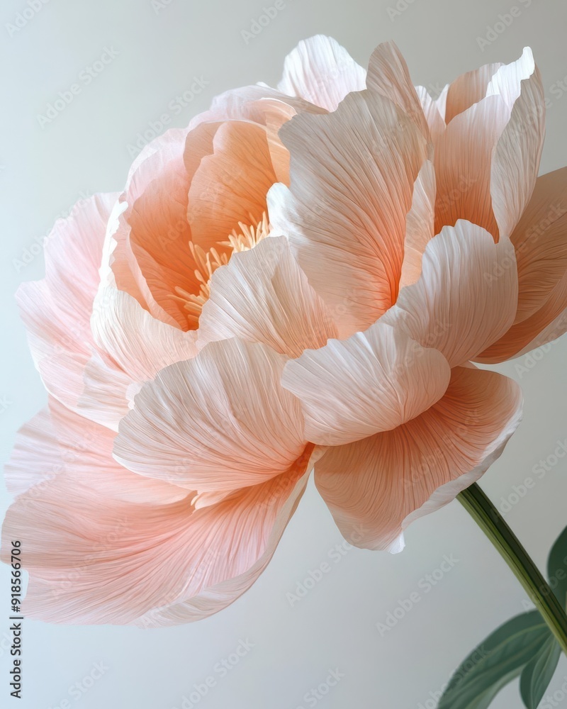 custom made wallpaper toronto digitalClose-up of a fully bloomed peony with soft pink petals, positioned against a white backdrop, highlighting its lush texture