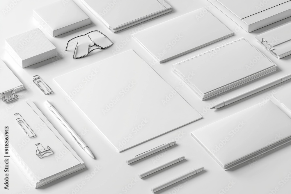 Realistic blank stationery set mockup isolated created with generative ai Realistic blank stationery set mockup isolated created with generative ai