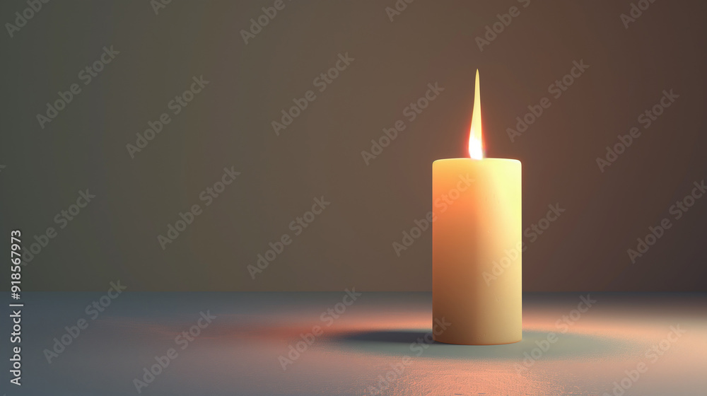 Single Lit Candle in a Dark Room Creating a Warm, Serene Atmosphere Single Lit Candle in a Dark Room Creating a Warm, Serene Atmosphere