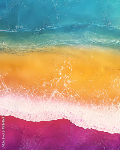 Vibrant Rainbow Beach Waves, Colorful Ocean Surf, Rainbow Background Wallpaper,  Rainbow Color Spectrum for Vacation, Summer, Diversity