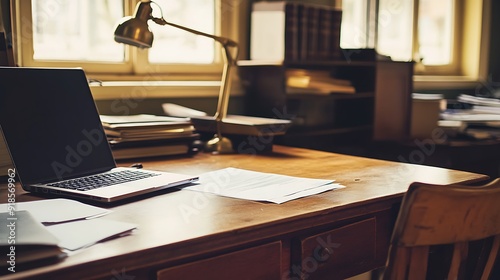 Wallpaper Mural Confident Professional Business Woman Reviewing Financial Reports at Modern Office Desk with Laptop and Documents Torontodigital.ca