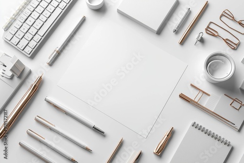 Realistic blank stationery set mockup isolated created with generative ai