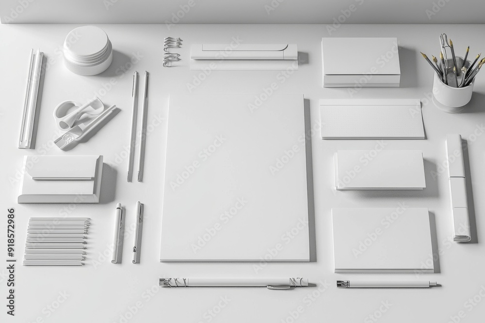 Realistic blank stationery set mockup isolated created with generative ai Realistic blank stationery set mockup isolated created with generative ai