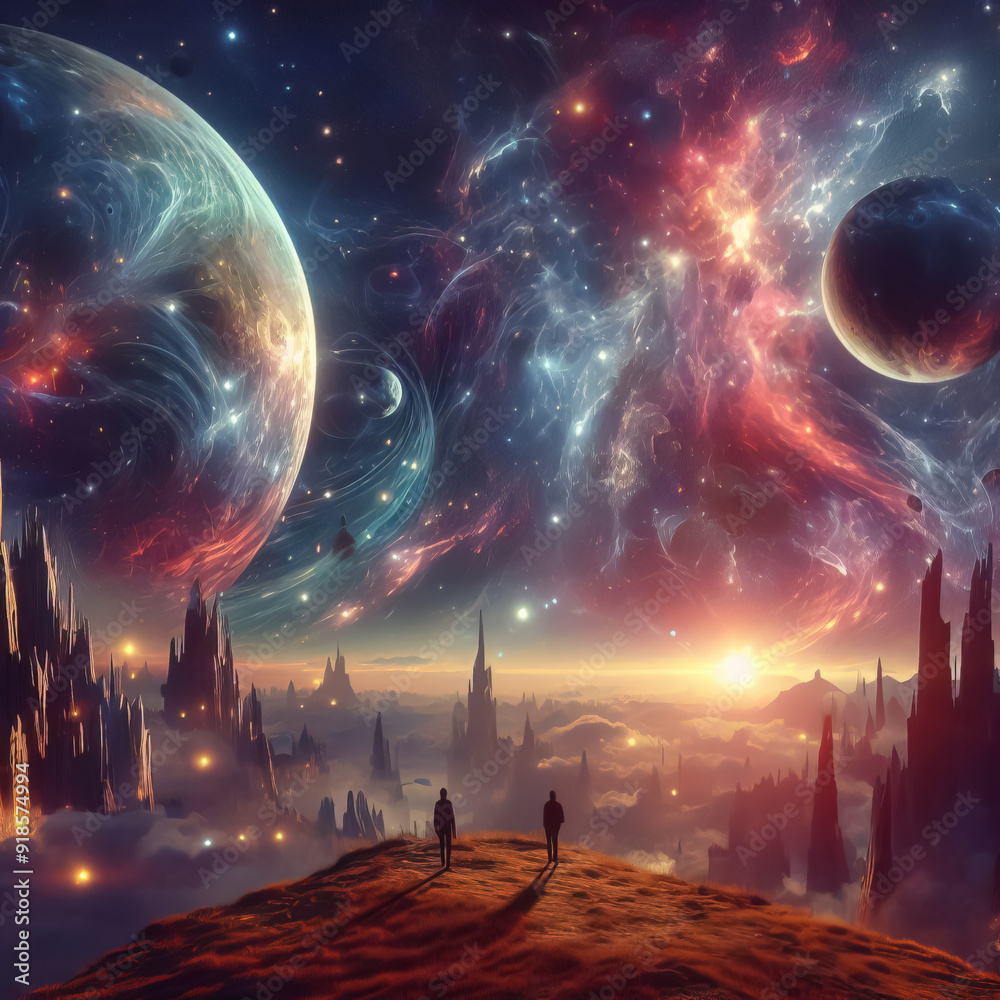 Obraz premium At the edge of universe. surreal mystical fantasy artwork