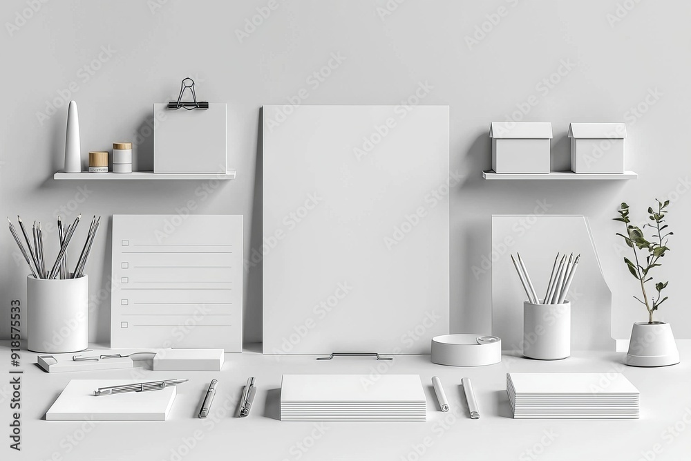 Realistic blank stationery set mockup isolated created with generative ai Realistic blank stationery set mockup isolated created with generative ai