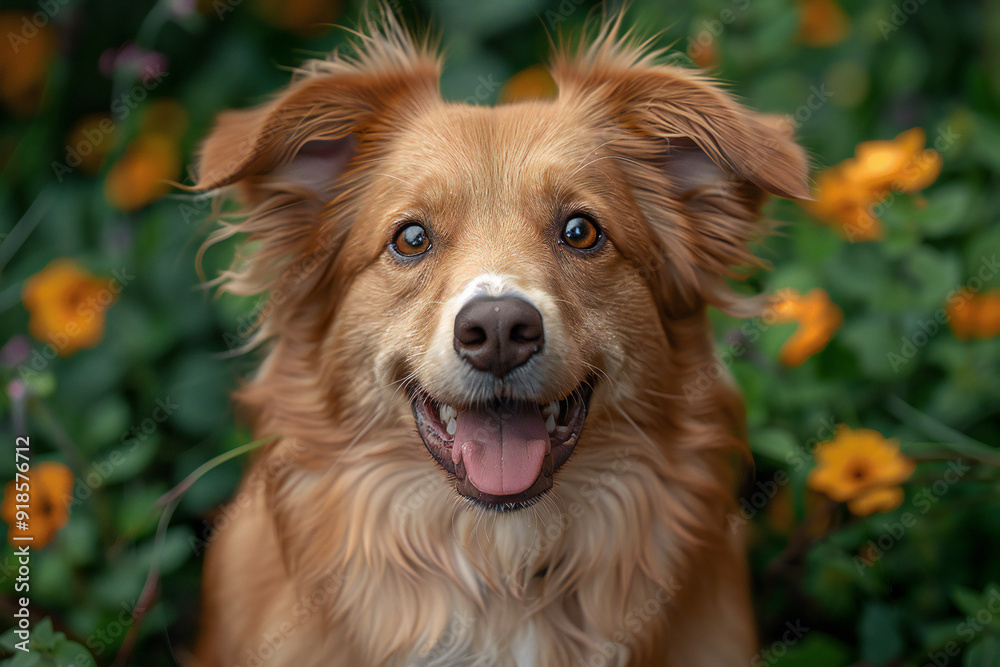 Fototapeta premium Curious Dog in Sunset Field