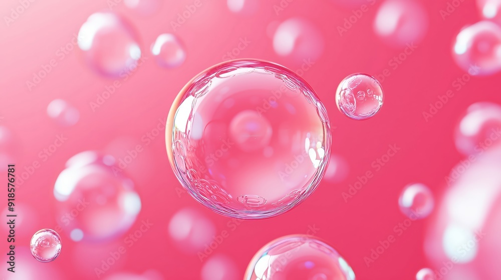 Ethereal Floating Pink Bubbles with Soft Illumination Ethereal Floating Pink Bubbles with Soft Illumination