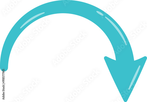 Colorful Curved Arrow Down Direction Decorative