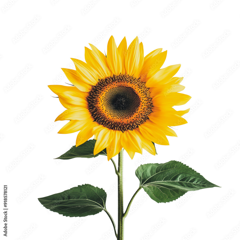 Naklejka premium PNG Bright sunflower against a white background