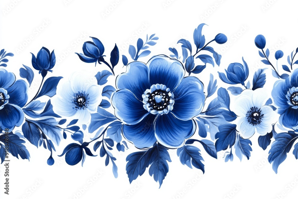 Blue and white border with Gzhel style ornaments. Mediterranean porcelain pottery isolated on white background
Blue and white border with Gzhel style ornaments. Mediterranean porcelain pottery isolated on white background