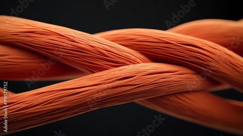 Closeup of muscle fibers intertwined with nerve endings, showing the detailed connection between the muscular and nervous systems, anatomy, neuromuscular junction photo