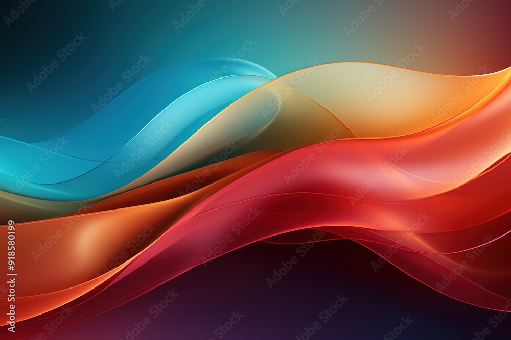 Fototapeta premium Abstract background with smooth flowing lines in red, orange and blue.