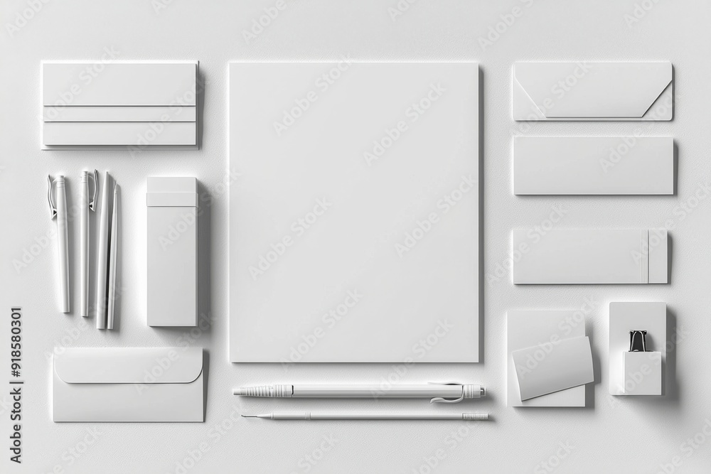 Realistic blank stationery set mockup isolated created with generative ai Realistic blank stationery set mockup isolated created with generative ai