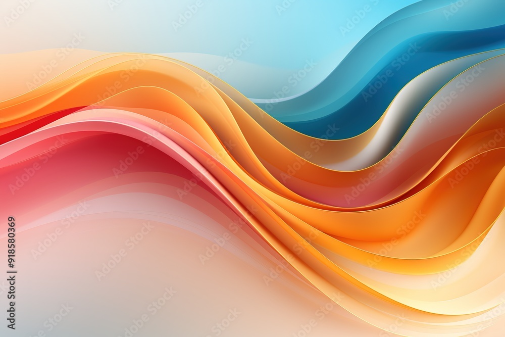 Abstract background with smooth flowing orange, pink, and blue curves. Abstract background with smooth flowing orange, pink, and blue curves.