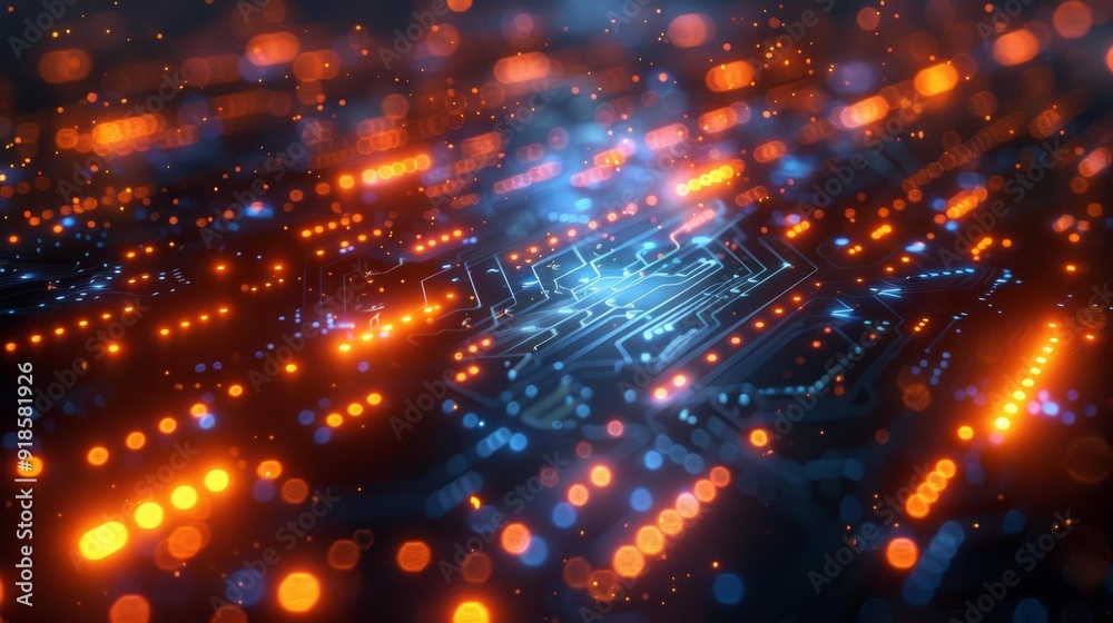 Illuminated circuit board - generative ai Illuminated circuit board - generative ai