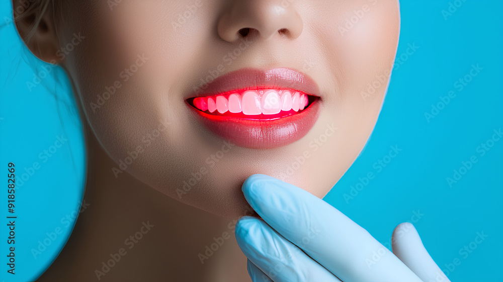 Fototapeta premium Close_up_Woman_with_Glowing_Tonsils_for_Healthy