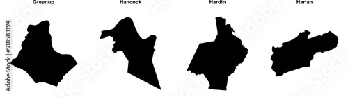 Greenup, Hancock, Hardin, Harlan outline maps photo