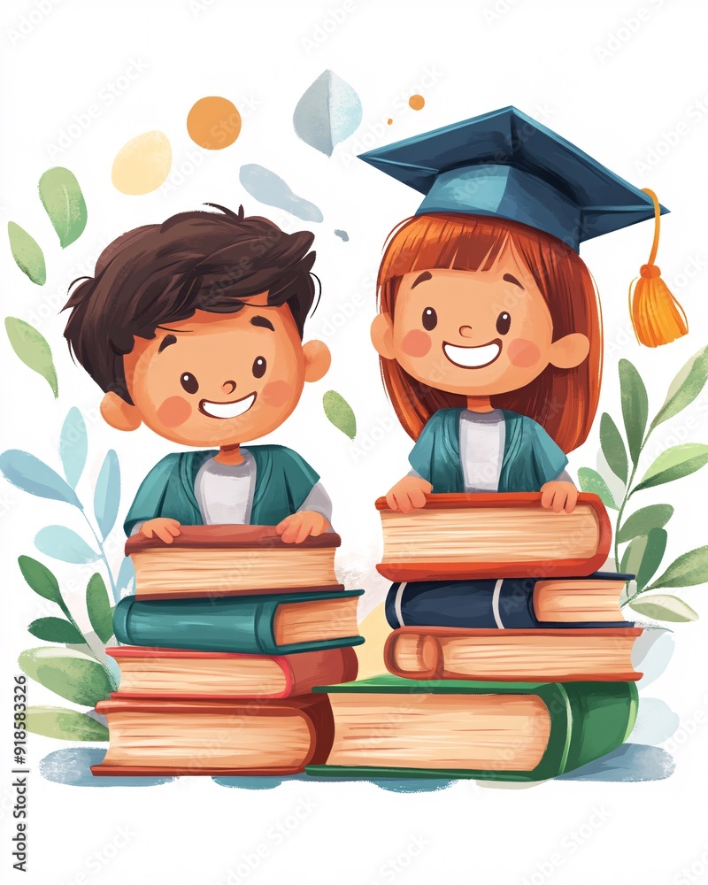 illustration of little students back to school illustration of little students back to school