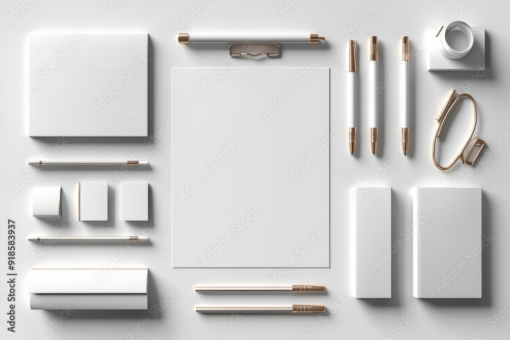 Realistic blank stationery set mockup isolated created with generative ai Realistic blank stationery set mockup isolated created with generative ai
