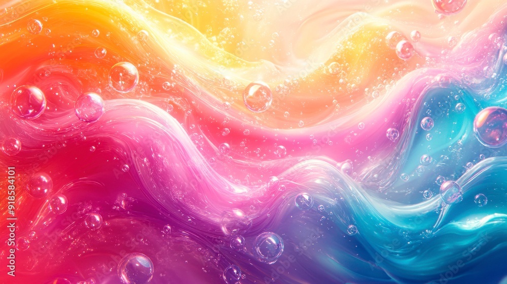Abstract colorful background with flowing paint and bubbles. Abstract colorful background with flowing paint and bubbles.