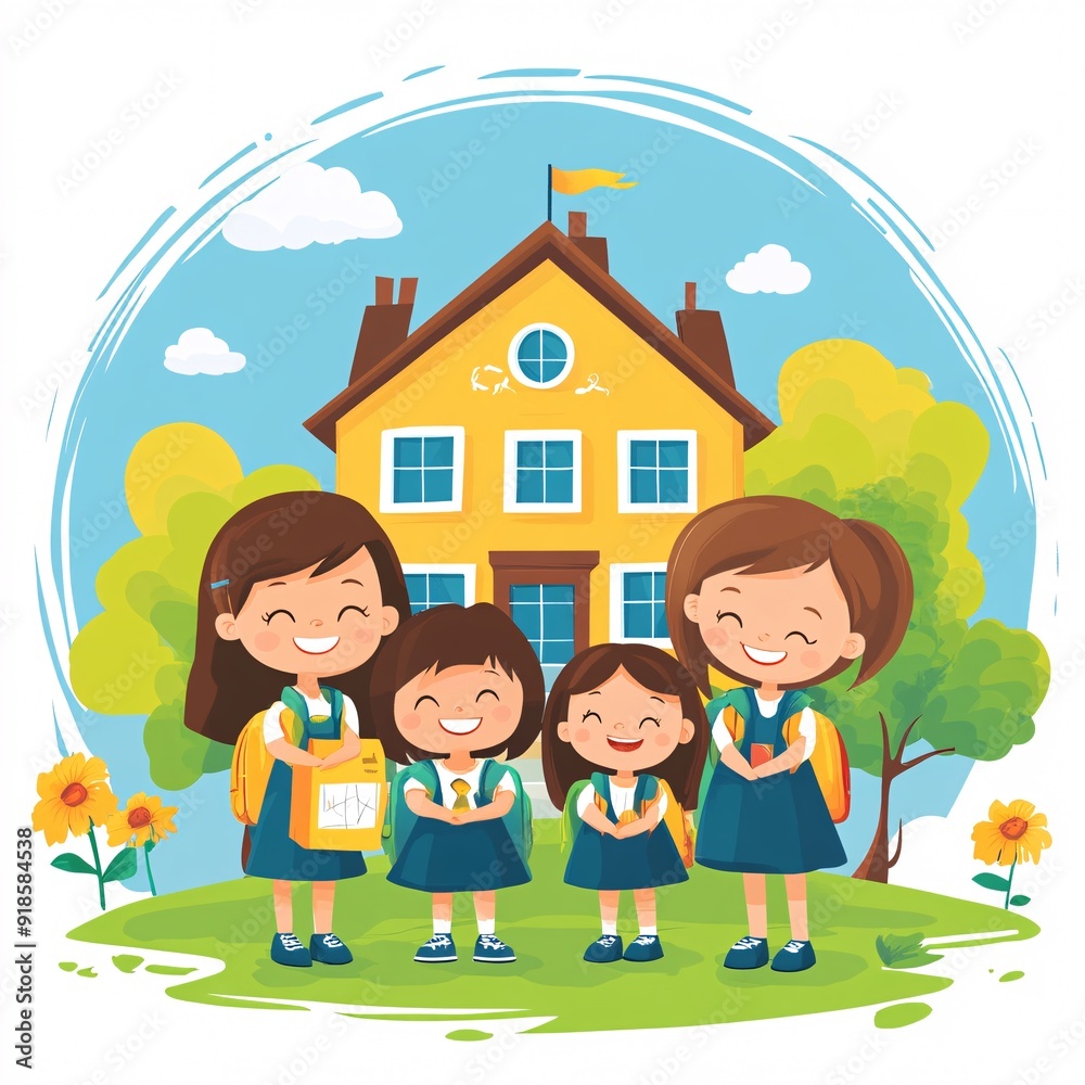 illustration of little students back to school illustration of little students back to school