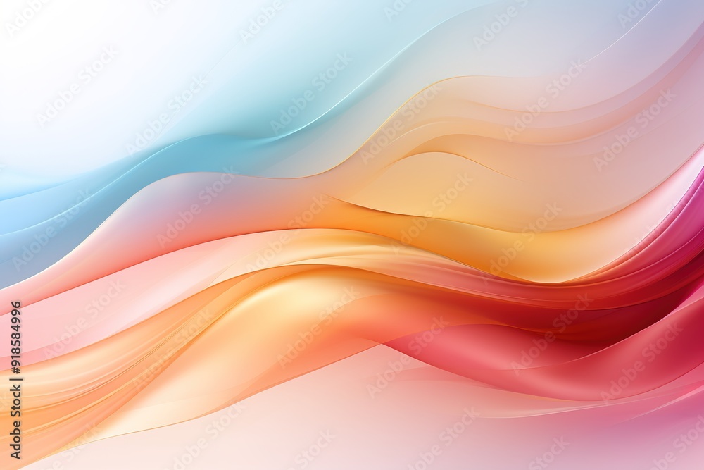 Abstract background with soft flowing waves in blue, pink, orange and red shades. Abstract background with soft flowing waves in blue, pink, orange and red shades.