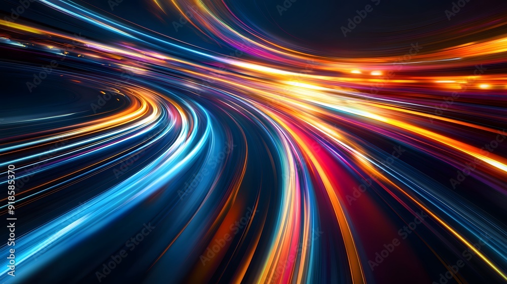 Modern abstract high-speed light effect. Abstract background with curved beams of light. Technology futuristic dynamic motion. Movement pattern for banner or poster design background concept.
Modern abstract high-speed light effect. Abstract background with curved beams of light. Technology futuristic dynamic motion. Movement pattern for banner or poster design background concept.