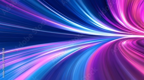  Modern abstract high-speed light effect. Abstract background with curved beams of light. Technology futuristic dynamic motion. Movement pattern for banner or poster design background concept.