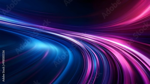 
Modern abstract high-speed light effect. Abstract background with curved beams of light. Technology futuristic dynamic motion. Movement pattern for banner or poster design background concept. photo