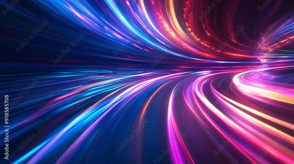 Modern abstract high-speed light effect. Abstract background with curved beams of light. Technology futuristic dynamic motion. Movement pattern for banner or poster design background concept.
Modern abstract high-speed light effect. Abstract background with curved beams of light. Technology futuristic dynamic motion. Movement pattern for banner or poster design background concept.