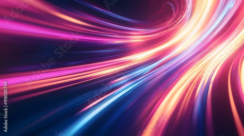 
Modern abstract high-speed light effect. Abstract background with curved beams of light. Technology futuristic dynamic motion. Movement pattern for banner or poster design background concept.