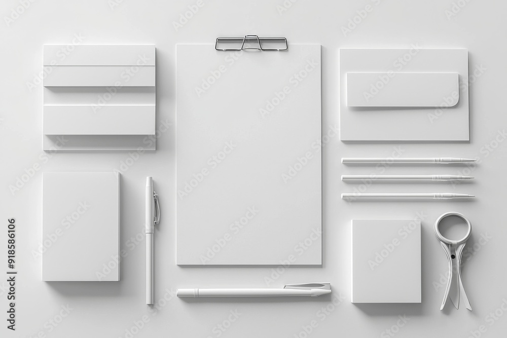Realistic blank stationery set mockup isolated created with generative ai Realistic blank stationery set mockup isolated created with generative ai