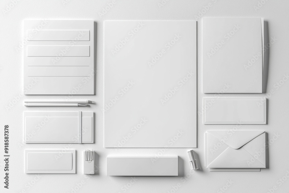 Realistic blank stationery set mockup isolated created with generative ai Realistic blank stationery set mockup isolated created with generative ai