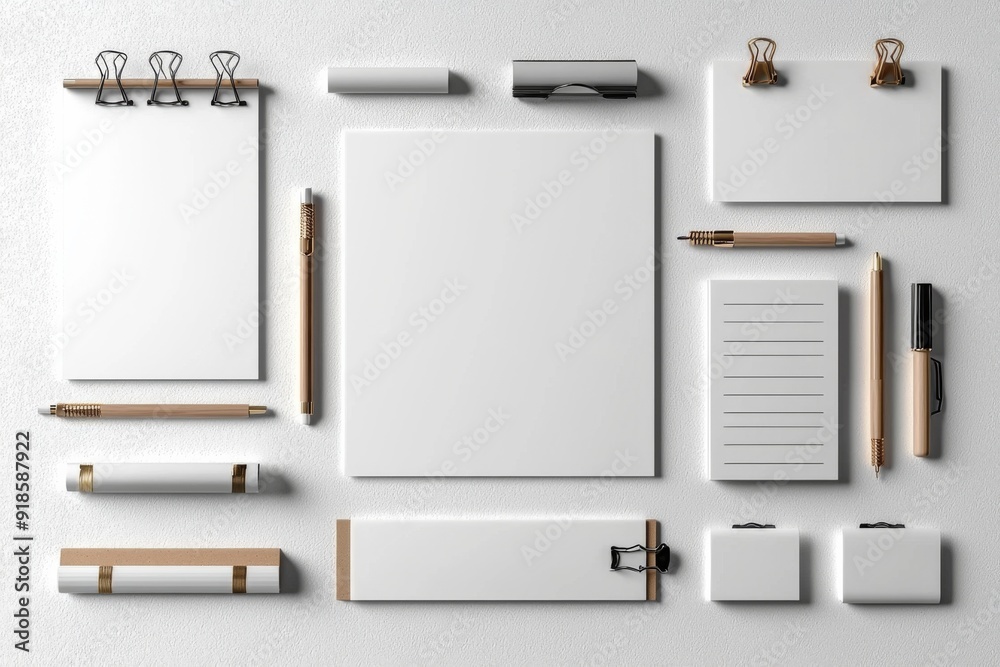 Realistic blank stationery set mockup isolated created with generative ai Realistic blank stationery set mockup isolated created with generative ai