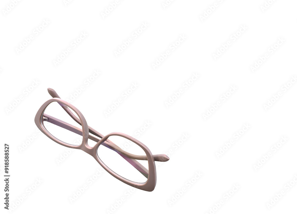 Pair of glasses with a gey frame isolated on a plain white background. Copy space to right. Pair of glasses with a gey frame isolated on a plain white background. Copy space to right.
