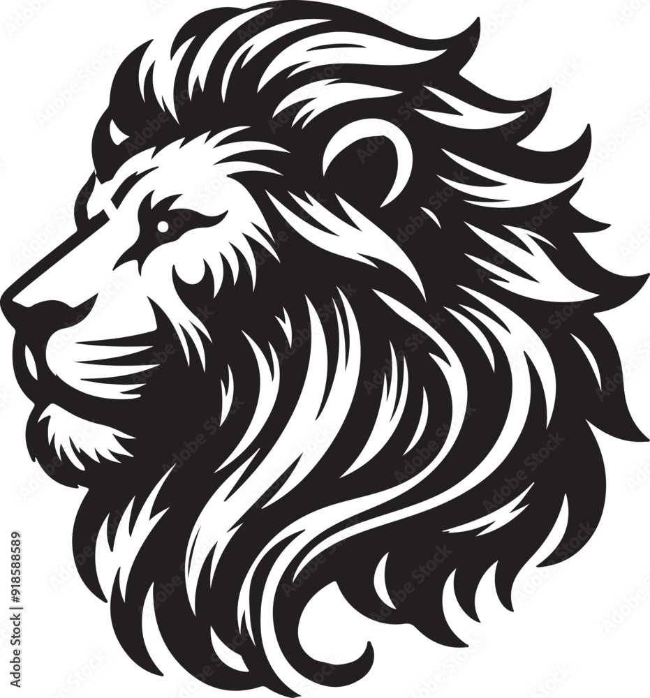 Fototapeta premium Lion head silhouette vector illustration art
