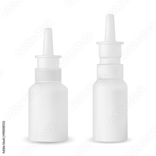 Bottle of medicine, nasal spray. Ear drops, eye drops.
