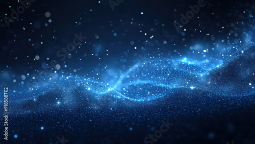 Dark blue and glow particle abstract background.