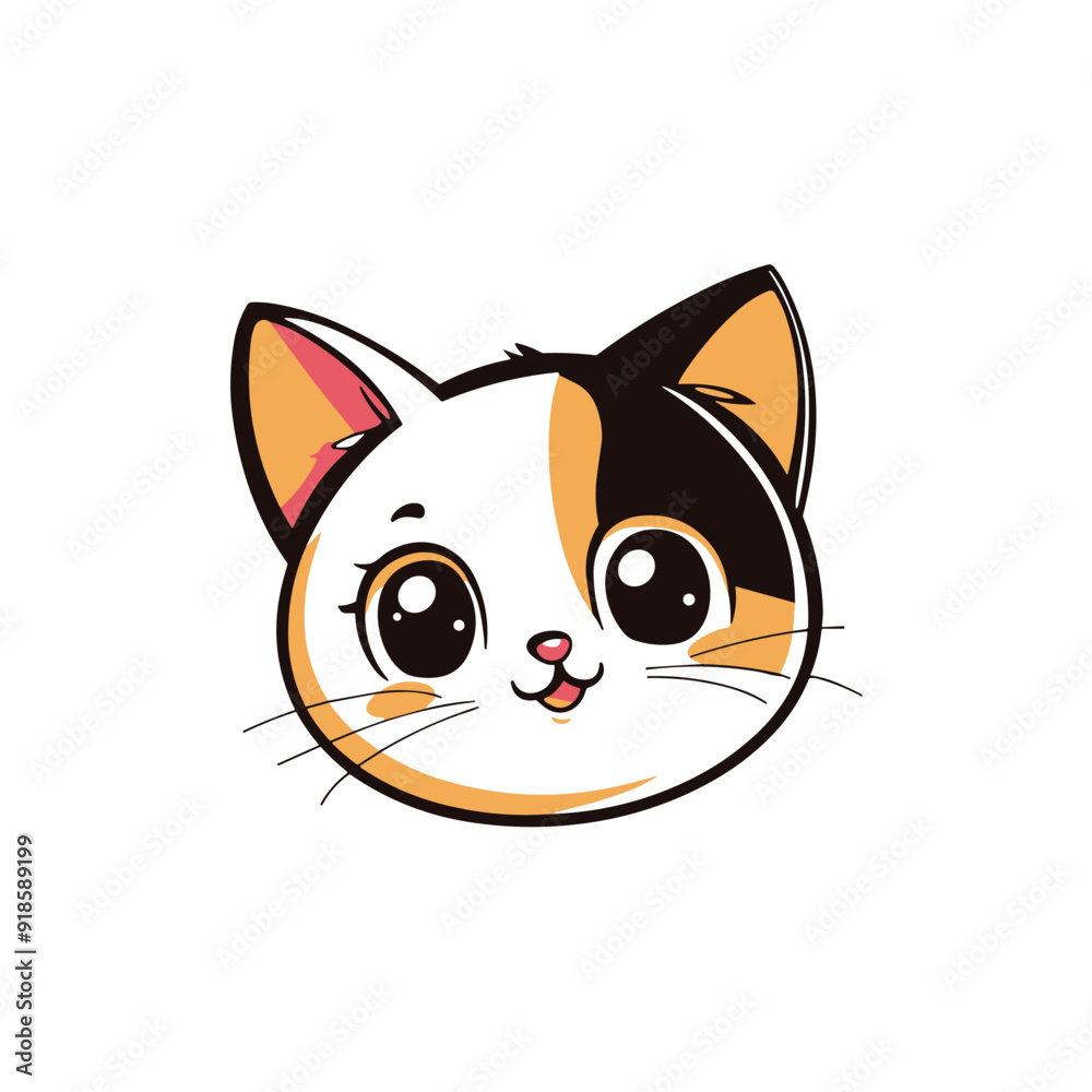 Cute cat logo in vector
