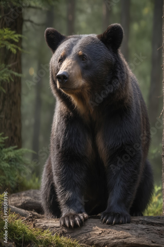 Majestic Black Bear in Forest