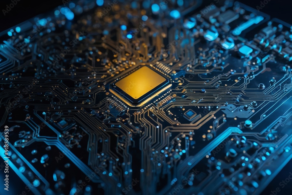 Close-Up of Computer Microchip on a Circuit Board Close-Up of Computer Microchip on a Circuit Board