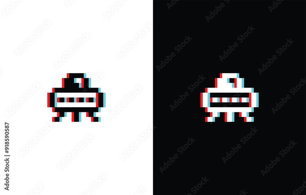 glich effect pixel art ufo vector icon spaceship pixel element for 8 ...