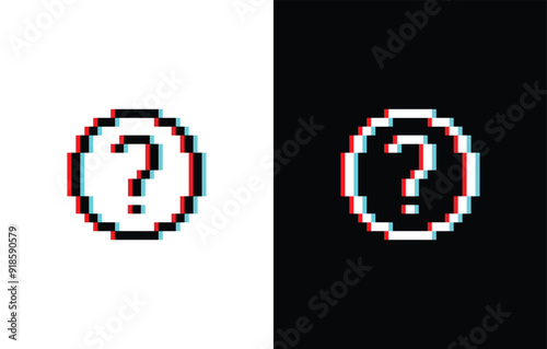 glich effect pixel question tag icon vector sign for 8 bit game